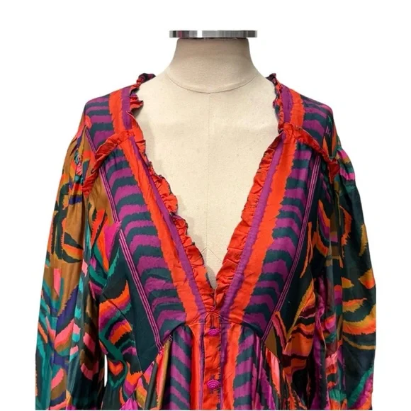 Farm Rio Foliage graphic long sleeve Women's Dress size XL new with tags - Picture 5 of 11